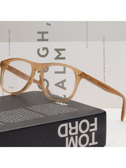 Glasses frame CL50130I 047 Transparent brown overfit square horn - CELINE - BALAAN 2