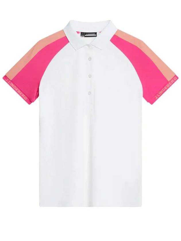 Perinne Short Sleeve Polo Shirt Fuchsia Purple White - J.LINDEBERG - BALAAN 2