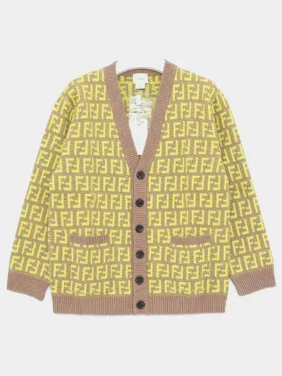 Kids FF Logo V-Neck Cardigan Yellow - FENDI - BALAAN 2