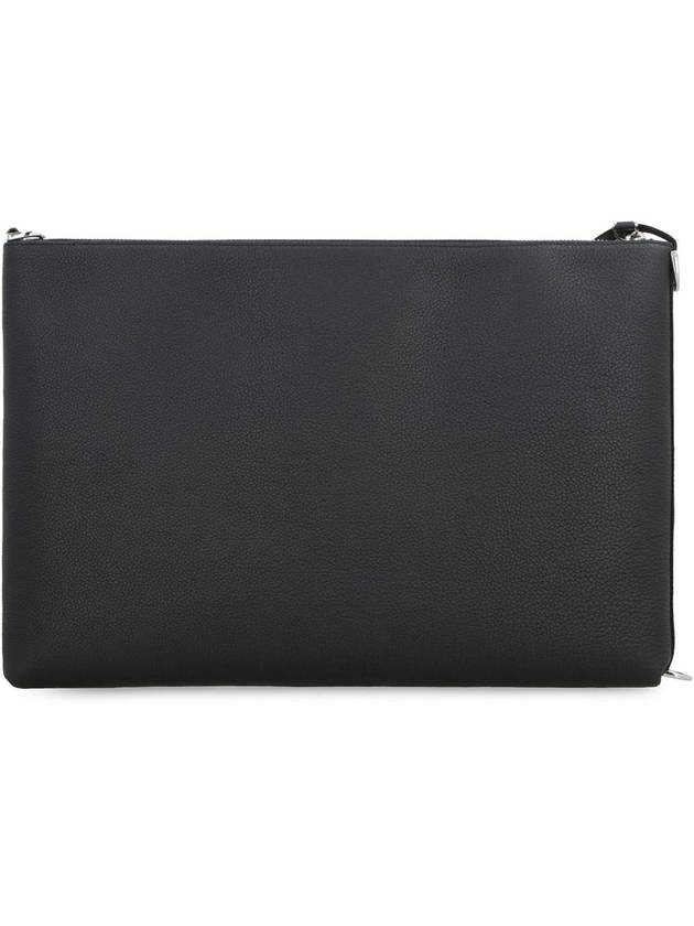 Embossed Logo Strap Clutch Bag Black - FENDI - BALAAN 4