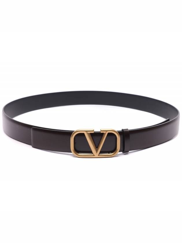 V Logo Signature Leather Belt Brown Black - VALENTINO - BALAAN 5