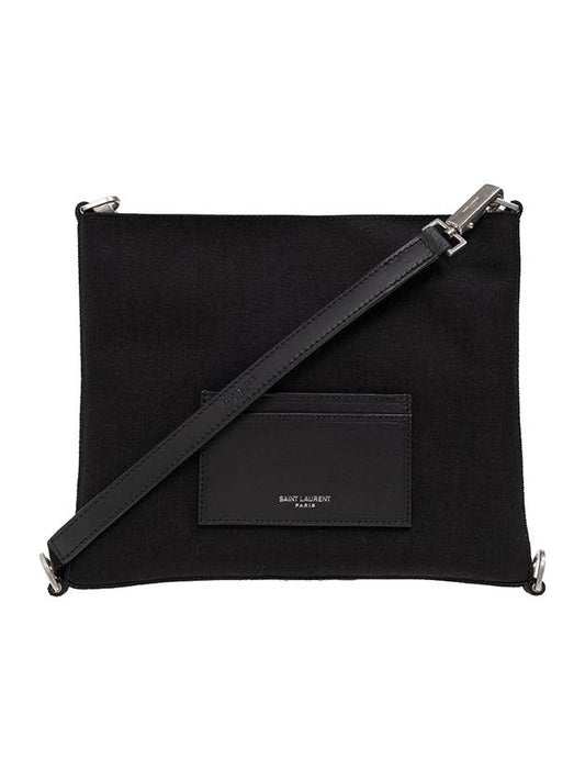 CITY Flat Multi Ring Canvas Pouch Cross Bag Black - SAINT LAURENT - BALAAN.