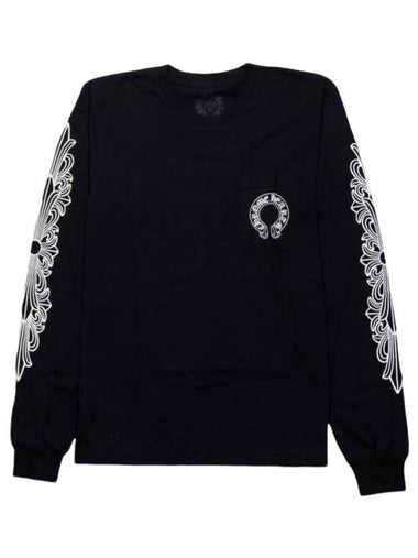 Horseshoe Logo Long Sleeve T Shirt Black - CHROME HEARTS - BALAAN 1