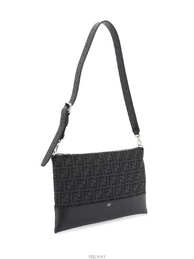 FF Diagonal Leather Cross Bag Black - FENDI - BALAAN 4