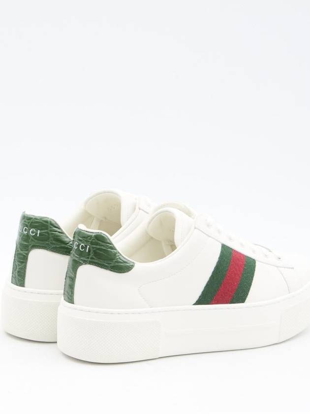 Women's Leather Low Top Sneakers White - GUCCI - BALAAN 4