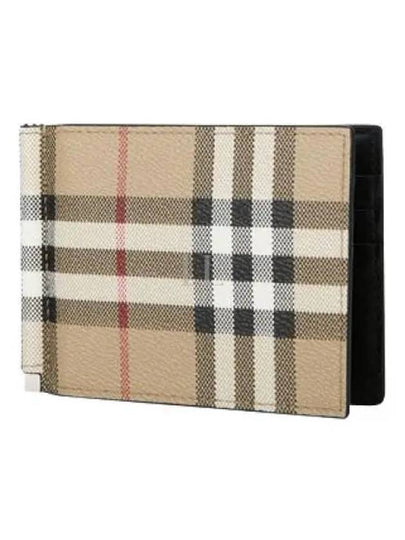 Men's Money Clip Vintage Check Money Clip Half Wallet Beige - BURBERRY - BALAAN 2