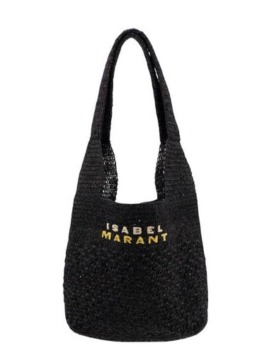 Praia Embroidery Logo Small Shoulder Bag Black - ISABEL MARANT - BALAAN 1