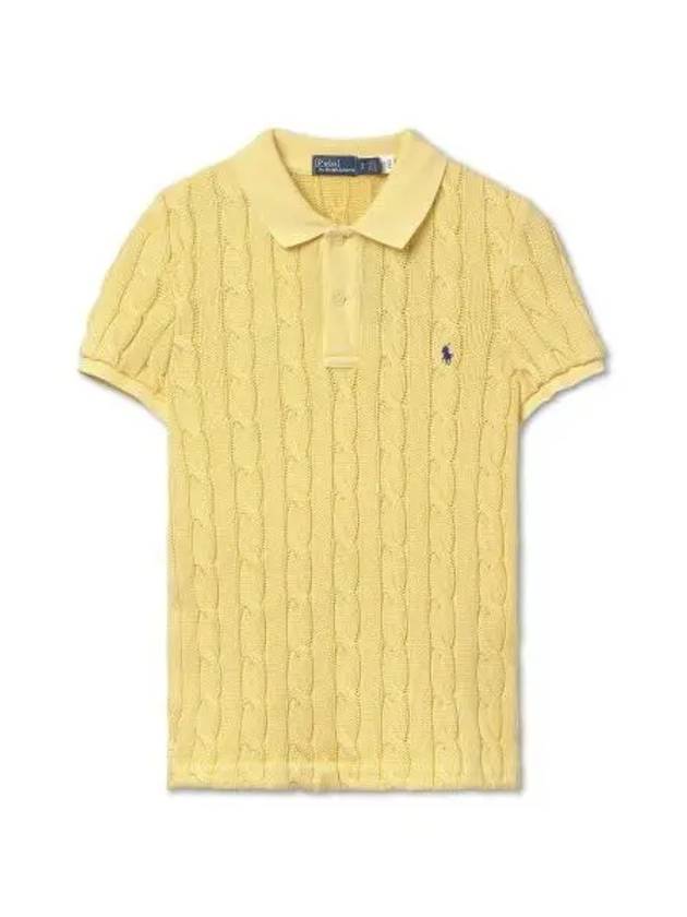 W slim fit cable knit polo shirt yellow - POLO RALPH LAUREN - BALAAN 1