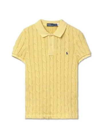 W slim fit cable knit polo shirt yellow - POLO RALPH LAUREN - BALAAN 1