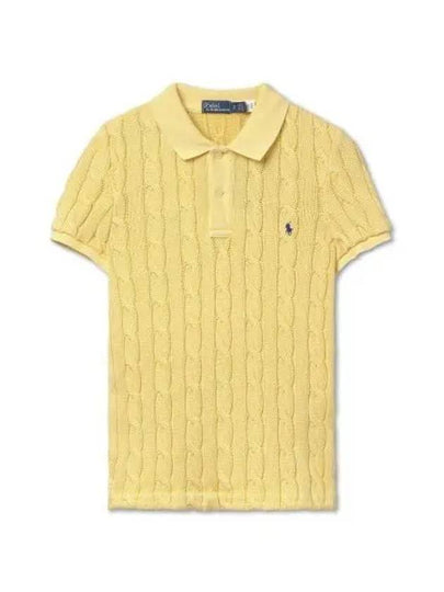 W slim fit cable knit polo shirt yellow - POLO RALPH LAUREN - BALAAN 2