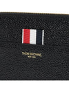 Three Stripes Pebble Grain Zipper Round Half Wallet Black - THOM BROWNE - BALAAN 7