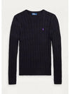 Embroidered Logo Pony Cable Knit Top Black - POLO RALPH LAUREN - BALAAN 2