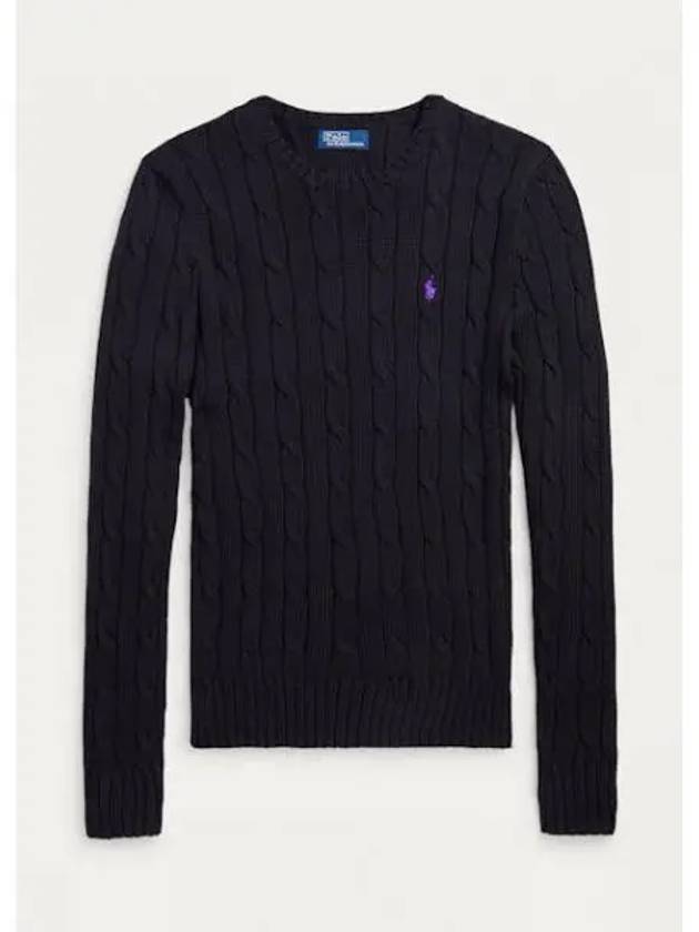 Embroidered Logo Pony Cable Knit Top Black - POLO RALPH LAUREN - BALAAN 2