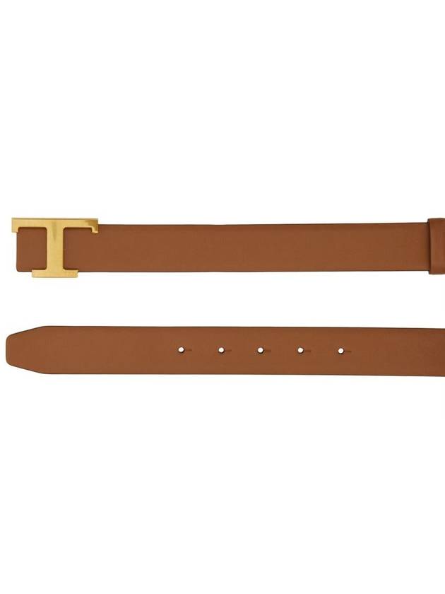 T Timeless Buckle Reversible Leather Belt Brown - TOD'S - BALAAN 3