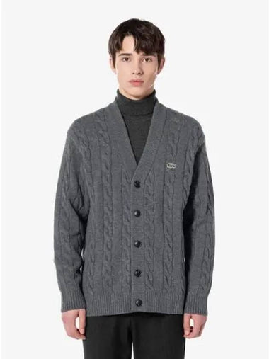 Men s cable V neck spring and fall cardigan AH290E 54N 050 Domestic product GQ2N24090541764 - LACOSTE - BALAAN 1