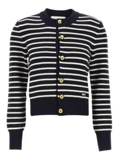 Striped Sailor Cardigan Off White Navy - AMI - BALAAN 2