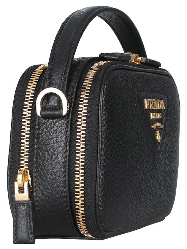 Logo Odette Leather Mini Shoulder Bag Black - PRADA - BALAAN 5