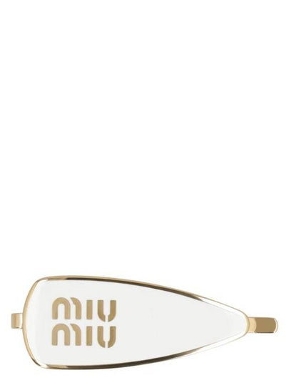 Engraved Logo Enamel Hair Clip White - MIU MIU - BALAAN 2