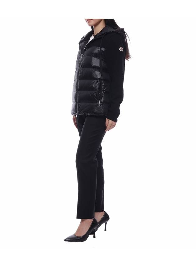 Padded Wool Hooded Cardigan Black - MONCLER - BALAAN 5