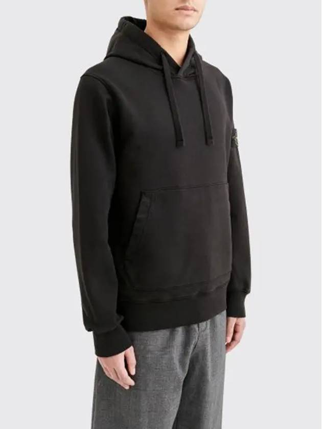 Men's Wappen Patch Cotton Hoodie Black - STONE ISLAND - BALAAN 4