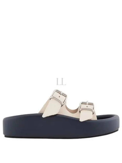 Contrast Platform Sole Strap Buckle Slippers Midnight Navy Cream - MAISON MARGIELA - BALAAN 2