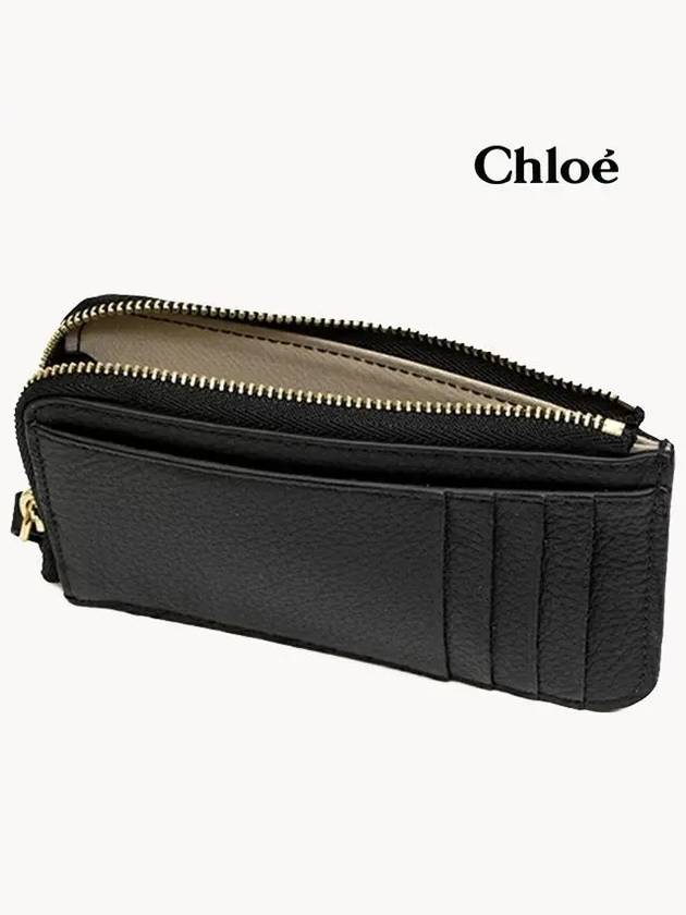 Alphabet Half Zipper Leather Card Wallet  Black - CHLOE - BALAAN 7