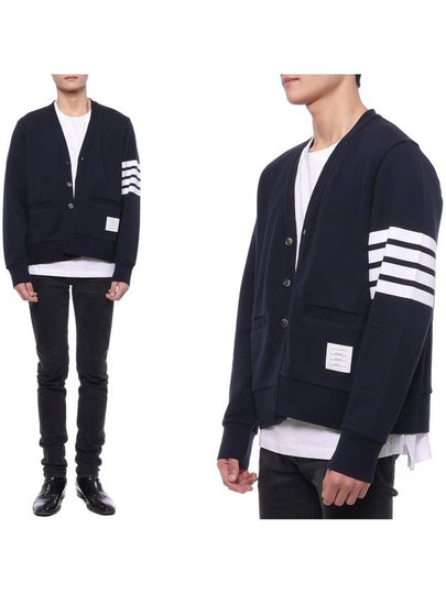 Classic V-Neck 4 Bar Stripe Cardigan Navy - THOM BROWNE - BALAAN 2