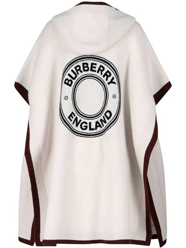 Logo Wool Cashmere Cape Ivory - BURBERRY - BALAAN 4