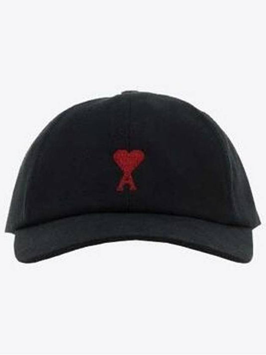 Embroidered Heart Logo Ball Cap Black - AMI - BALAAN 2