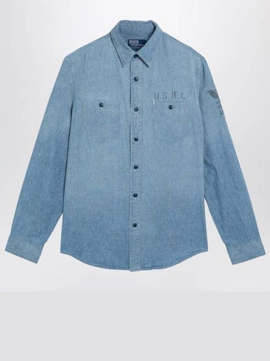 Indigo Chambray Long Sleeve Shirt Light Blue - POLO RALPH LAUREN - BALAAN 1