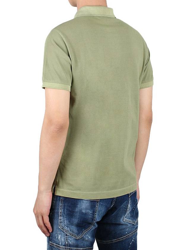 Men's Logo Patch Cotton Short Sleeve Polo Shirt Green - STONE ISLAND - 5