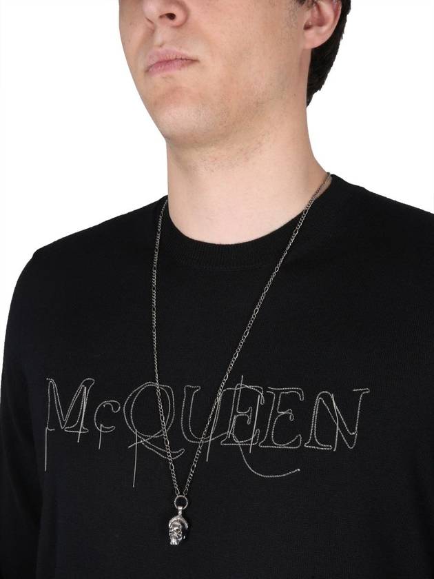 Logo Embellished Crewneck Sweatshirt Black - ALEXANDER MCQUEEN - BALAAN 5