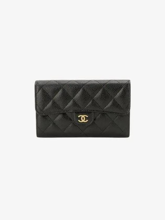 Classic Flap Caviar Gold Hardware Medium Wallet Black - CHANEL - BALAAN 2