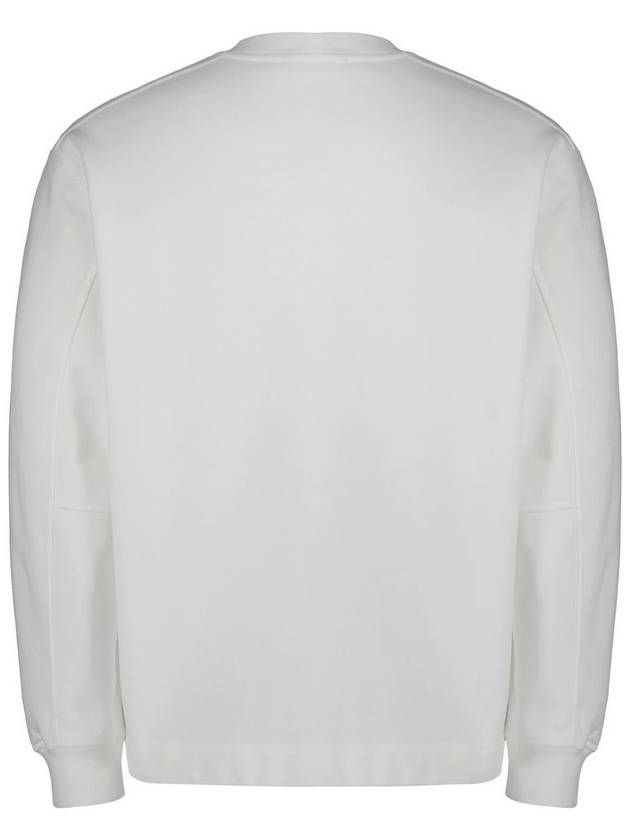 Crew Neck  Brushed Cotton Fleece Sweatshirt White - STONE ISLAND - BALAAN 3