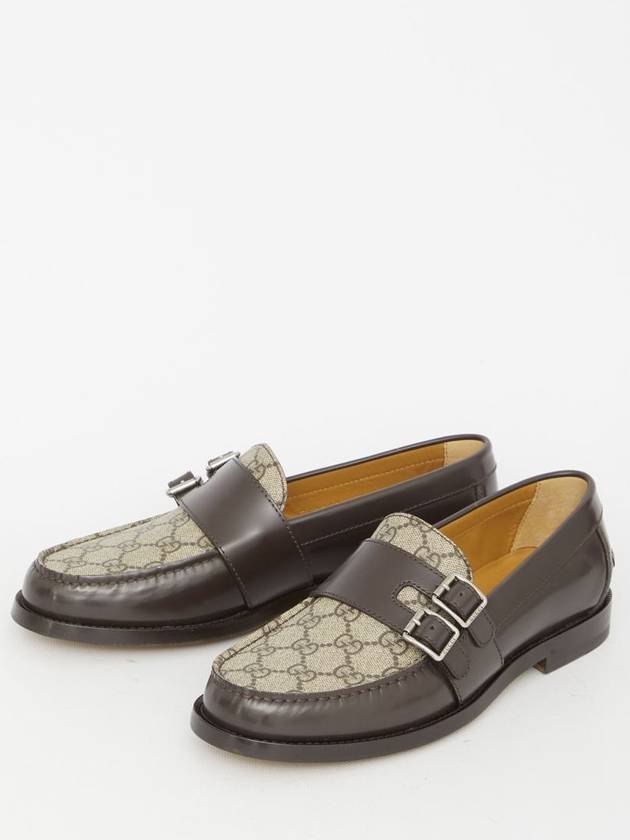 Leather GG Fabric Insert Loafers Dark Brown - GUCCI - BALAAN 6