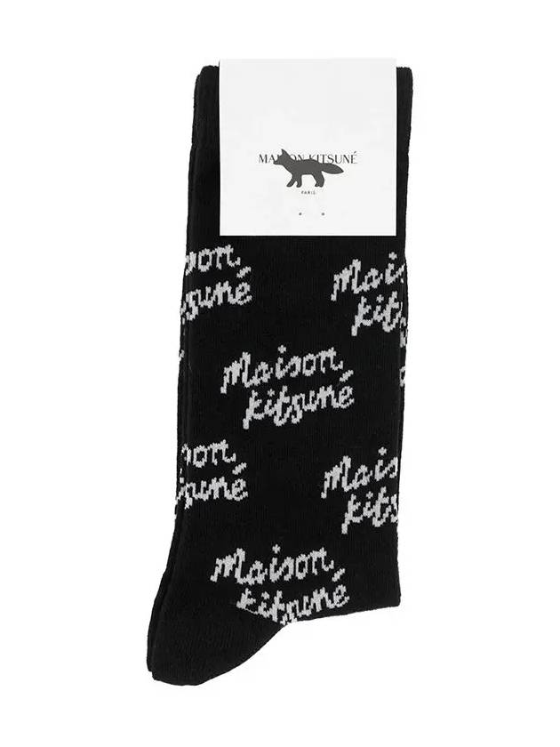 All Over Logo Socks Black - MAISON KITSUNE - BALAAN 3