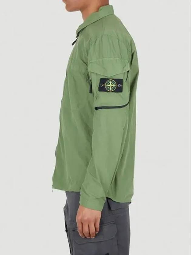 Men's Naslan Light Garment Dye Zip-up Jacket Olive Green - STONE ISLAND - BALAAN 4