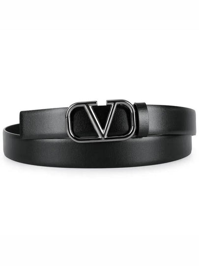 V Logo Leather Belt Black - VALENTINO - BALAAN 2