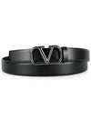 V Logo Leather Belt Black - VALENTINO - BALAAN 3