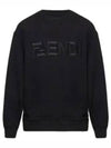 Embroidered Logo Crew Neck Sweatshirt Black - FENDI - BALAAN 2