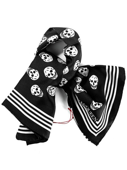 Skull Print Silk Scarf Black - ALEXANDER MCQUEEN - BALAAN 2