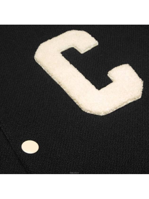 Textured Wool Baseball Teddy Jacket Black - CELINE - BALAAN 4