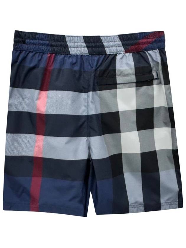 Men's Check Drawstring Swim Shorts Carbon Blue - BURBERRY - BALAAN.