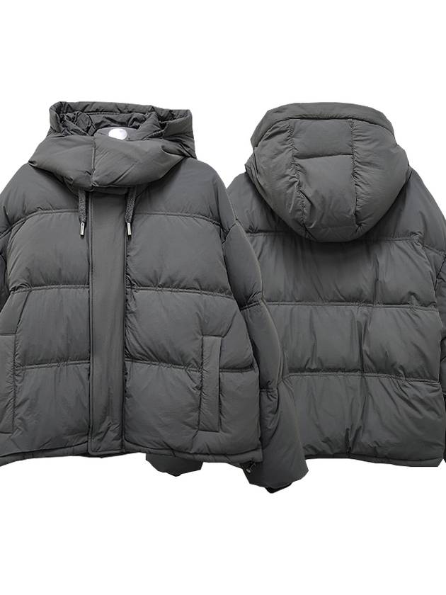 Oversized Nylon Puffer Down Jacket Grey - AMI - BALAAN 2