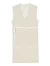 Women's V-Neck Sleeveless Midi Dress Cream - LACOSTE - BALAAN 1