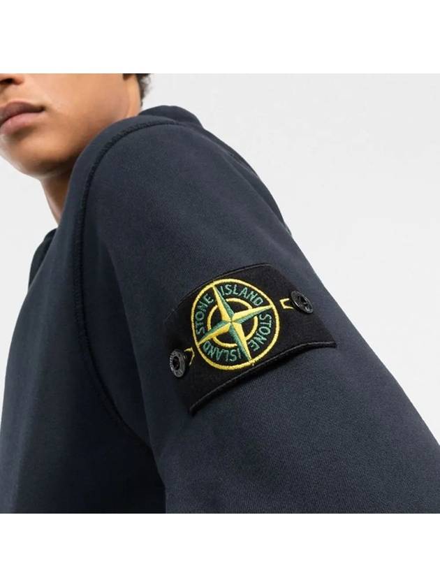 Men's Wappen Patch Fleece Zip Up Hoodie Avio Blue - STONE ISLAND - BALAAN 5