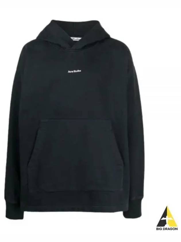 Logo Print Oversized Fit Hoodie Black - ACNE STUDIOS - BALAAN 2