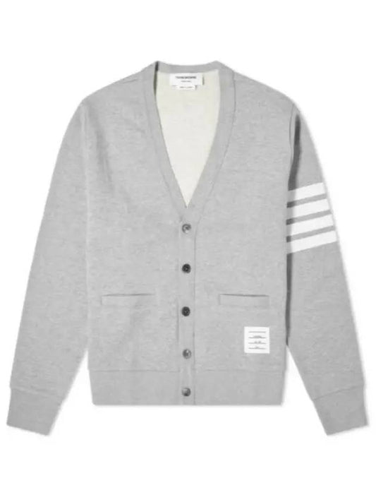 Classic V-Neck 4 Bar Stripe Cardigan Light Grey - THOM BROWNE - BALAAN 2