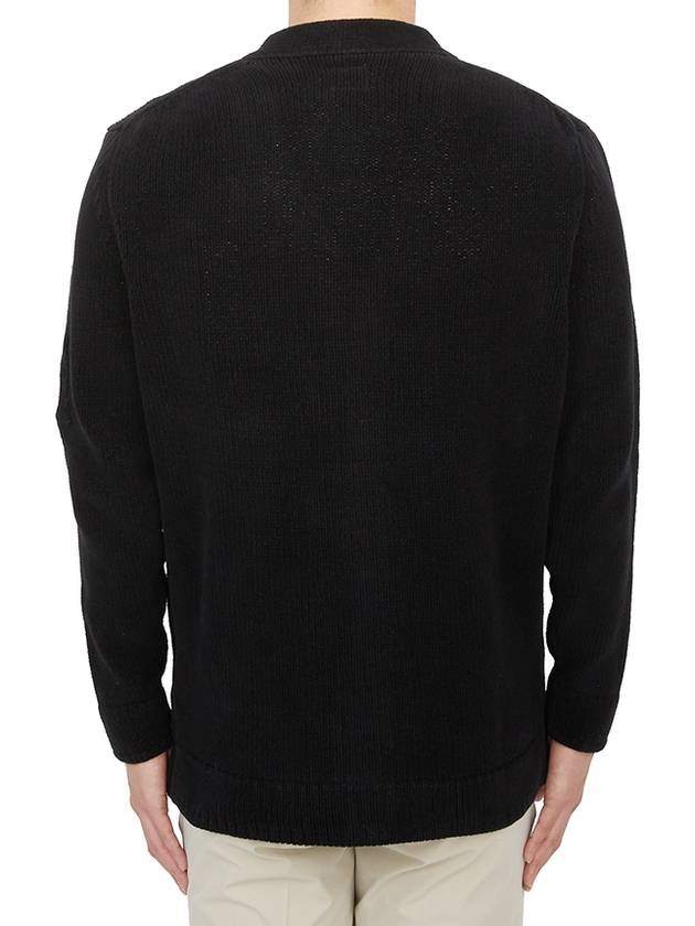 Cotton Chenille Buttoned Cardigan Black - CP COMPANY - BALAAN 4