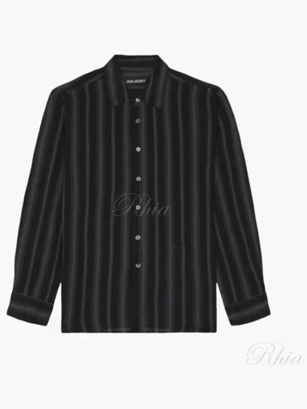 Adorn Stripe Sheer Cotton Silk Long Sleeve Shirt Black - OUR LEGACY - BALAAN 2